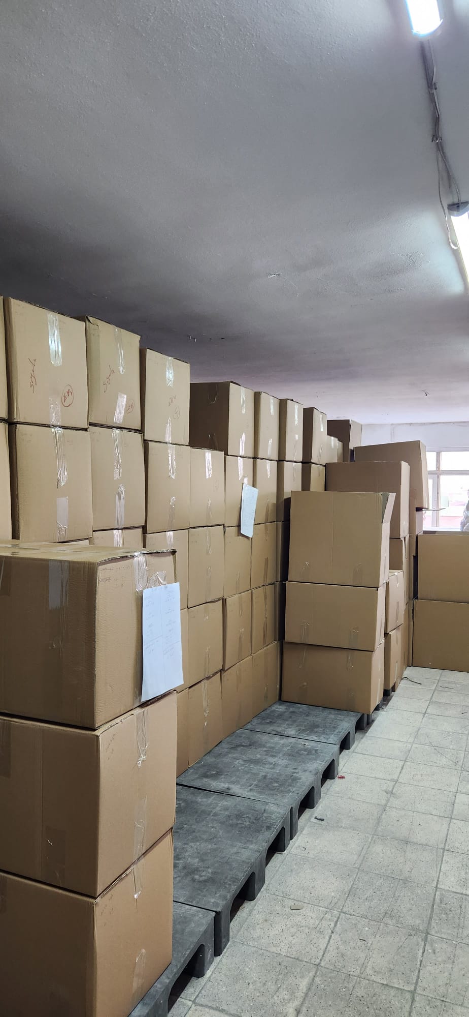 Packaged goods in warehouse